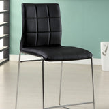 ZUN Black Color Leatherette 2pcs Counter Dining Chairs Chrome Metal Legs Dining Room Counter B011136663