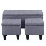 ZUN Large Storage Ottoman Bench Set, 3 in 1 Combination Ottoman, Tufted Ottoman Linen Bench for Living 66424467