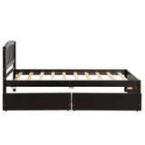 ZUN Twin size Platform Bed with Two Drawers, Espresso WF194280AAP