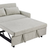 ZUN 55.1" Pull Out Sleep Sofa Bed Loveseats Sofa Couch with Adjsutable Backrest, Storage Pockets, 2 Soft WF315689AAA