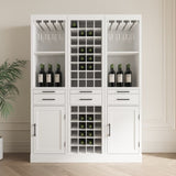 ZUN 2.brown walnut color modular 32 wine bar cabinet Buffet Cabinet W1778133415