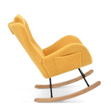 ZUN Rocking Chair - with rubber leg and cashmere fabric, suitable for living room and bedroom W680107794