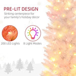 ZUN HOMCOM 6ft Tall Pencil Prelit Artificial Christmas Tree Holiday Décor with 360 Colorful Surface W2225137781