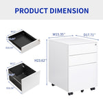 ZUN 3 Drawer Mobile File Cabinet with Lock Steel File Cabinet for Legal/Letter/A4/F4 Size, Fully W25252085