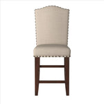 ZUN Classic Cream Upholstered Cushion Chairs Set of 2pc Counter Height Dining Chair Nailheads Solid wood B011P148642