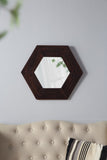 ZUN 18.5" x 18.5" Hexagon Mirror with Solid Wood Frame, Wall Decor for Living Room Bathroom Hallway, W2078133975