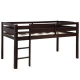 ZUN Twin Wood Loft Bed Low Loft Beds with Ladder,Twin,Espresso WF286816AAP
