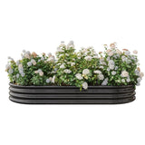 ZUN Raised Garden Bed Outdoor, Oval Large Metal Raised Planter Bed for for Plants, Vegetables, and W840102509