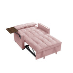 ZUN Pink Velvet Loveseat Sofa Bed W588132117