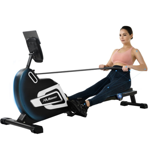 ZUN Magnetic Rowing Machine Folding Rower with 14 Level Resistance Adjustable, LCD Monitor and Tablet MS281040AAE
