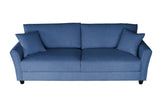 ZUN Blue Linen, Three-person Indoor Sofa, Two Throw Pillows, Solid Wood Frame, Plastic Feet 06584591