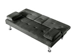 ZUN Velvet Upholstered Modern Convertible Folding Futon Sofa Bed Removable Armrests, Metal Feet with 2 W2272140133