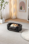 ZUN Scandinavian style Elevated Dog Bed Pet Sofa With Solid Wood legs and Black Bent Wood Back, Cashmere W794125926