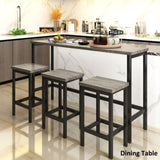 ZUN TOPMAX Counter Height Extra Long Dining Table Set with 3 Stools Pub Kitchen Set Side Table with WF198129AAE