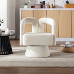 ZUN 360 Degree Swivel Cuddle Barrel Accents, Round Armchairs with Wide Upholstered, Fluffy Fabric W395131134