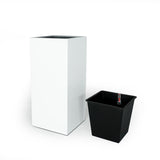 ZUN 11" Composite Self-watering Square Planter Box - High - White B046P144678