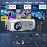 ZUN Projector with WiFi and Bluetooth - Native 1080P 5G WiFi 4K projector compatible with FUDONI 10000L 05608427