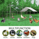 ZUN 3X6m Large Metal Chicken Coop with Run,with Waterproof Cover for Outdoor Backyard 78515142