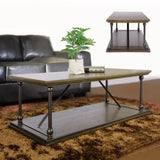 ZUN 47.2"W X 23.6"D X 16.9"H Country Style Coffee Table with Bottom Shelf - BROWN & BLACK W131470850