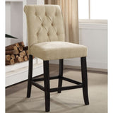 ZUN Set of 2 Padded Chenille Dining Chairs in Beige and Antique Black B016P156584