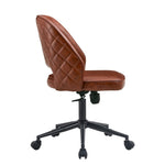 ZUN Modern home brown PU Office chair adjustable 360 &deg; swivel chair engineering plastic armless swivel W115194360