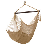 ZUN Caribbean Large Hammock Chair Swing Seat Hanging Chair with Tassels Coffee 69062563
