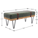 ZUN Faux leather soft cushion Upholstered solid wood frame Rectangle bed bench with powder coating metal W72835706
