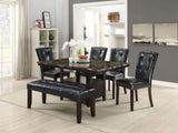 ZUN Dining Room Furniture 1x Bench Black Faux Leather Cushion Tufted Seat Wooden Base Comfort Seat B011130018