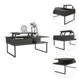 ZUN Squire 1-Shelf Lift Top Coffee Table Carbon Espresso and Onyx B06280128