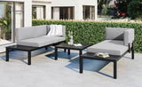 ZUN TOPMAX Outdoor 3-piece Aluminum Alloy Sectional Sofa Set with End Table and Coffee Table,Black WF285249AAE