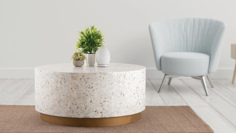 ZUN Luxe Coffee Table Ivory B009139434
