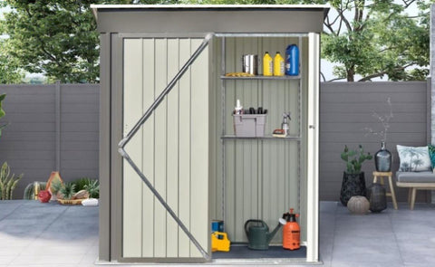 ZUN TOPMAX Patio 5ft Wx3ft. L Garden Shed, Metal Lean-to Storage Shed with Adjustable Shelf and Lockable WF297849AAE