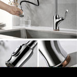 ZUN Pull-Down Kitchen Sink Faucet Copper Mixer Tap Pull-out Silver Lead-free Kitchen Faucet KJZY50 87796738