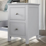 ZUN 2 Drawers Solid Wood Nightstand End Table in White WF283148AAK