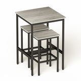 ZUN Bar Table Set, Square Bar Table with 2 Bar Chairs, Industrial Style Bar Chairs for Kitchen Breakfast W1668P143182