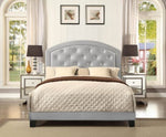 ZUN Full Upholstered Platform Bed with Adjustable Headboard 1pc Full Size Bed Silver Fabric B011120402
