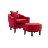 ZUN COOLMORE Accent with Ottoman, Mid Century Modern Barrel Upholstered Club Tub Round Arms W153990742