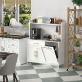 ZUN Metal Kitchen Storage Cabinet ,Microwave Stand with Drawer and Adjustable Shelf, Free Standing W1666115239