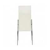 ZUN Set of 2 Padded White Leatherette Dining Chairs in Chrome Finish B016P156844