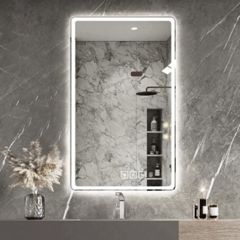 ZUN 20X28 Inch LED Bathroom Mirror Vanity Mirrors with Front Lights Wall Mounted Anti-Fog Frameless Make W2071137616