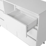 ZUN Living Room Sideboard Storage Cabinet White High Gloss with LED Light, Modern Kitchen Unit Cupboard W132166385