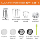 ZUN KOIOS PRO 900W Personal Blender for Shakes and Smoothies, 11 Pcs Countertop Blenders with 6-edge 90290603