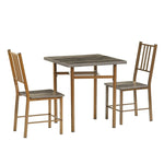 ZUN Dining Set for 2, Square wooden Table with 4 Legs and 2 Metal Chair for Home Office, Kitchen, W2167131143