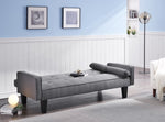ZUN convertible into sofa bed includes two pillows 72" dark grey cotton linen sofa bed for family living T2382P149717