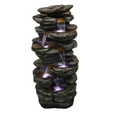 ZUN 40inches High Rocks Outdoor Cascading Waterfall with LED Lights, Soothing Tranquility for Home 92475615