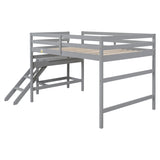 ZUN Full Loft Bed with Platform,ladder,Grey W50482278