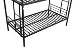 ZUN Metal Twin over Twin Bunk Bed/ Heavy-duty Sturdy Metal/ Noise Reduced Design/ 2 Side Ladders/ Safety W42752421