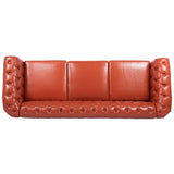 ZUN 84.65" Rolled Arm Chesterfield 3 Seater Sofa W68056682