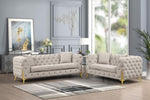 ZUN Contempo Modern Style Buckle Fabric Loveseat Made with Wood in Gray B009139140