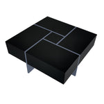 ZUN ON-TREND Unique Design Coffee Table with 4 Hidden Storage Compartments, Square Cocktail Table with WF305182AAB